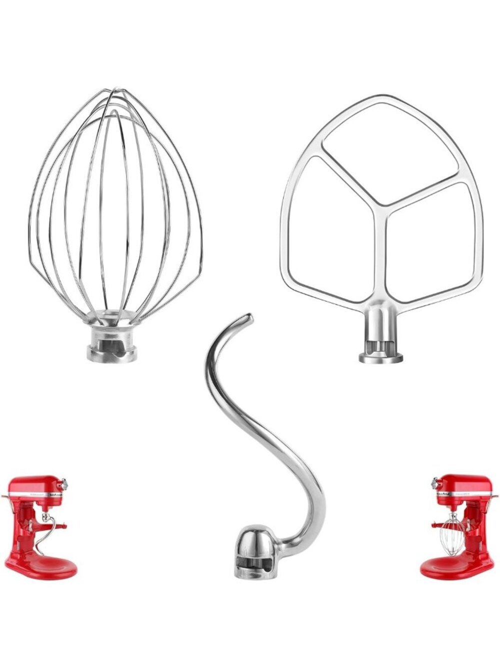 Stainless Steel 3-Piece Mixer Attachments Set for 5-6QT Kitchen Mixers